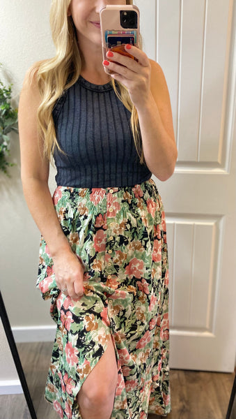 Black Floral Maxi Skirt