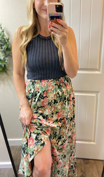 Black Floral Maxi Skirt