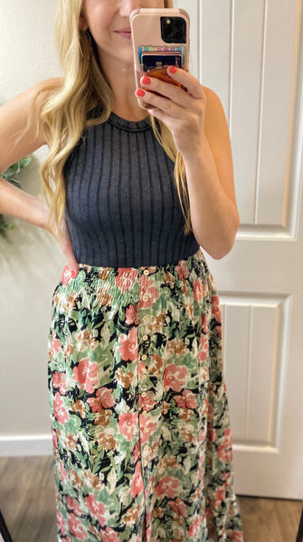 Black Floral Maxi Skirt