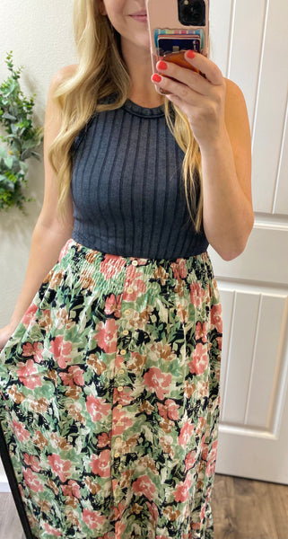 Black Floral Maxi Skirt