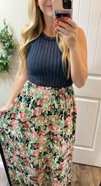 Black Floral Maxi Skirt