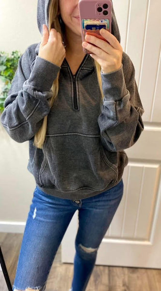 Cinnamon Ash Mineral Wash 1/4 Zip Hoodie