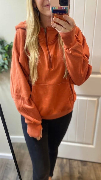 Cinnamon Ash Mineral Wash 1/4 Zip Hoodie