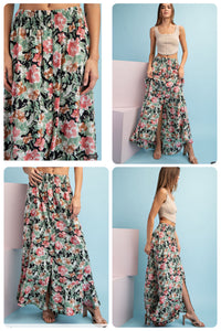 Black Floral Maxi Skirt