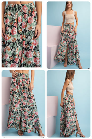 Black Floral Maxi Skirt
