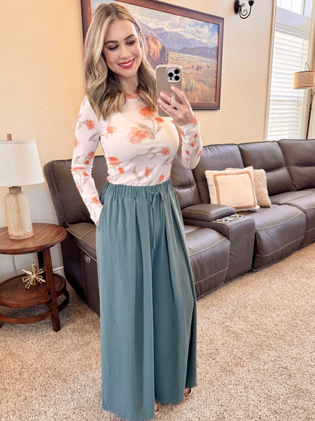Summer Orange Floral Lace Long Sleeve