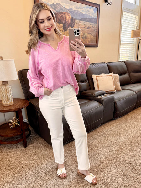 Mineral Wash Pink Long Sleeve