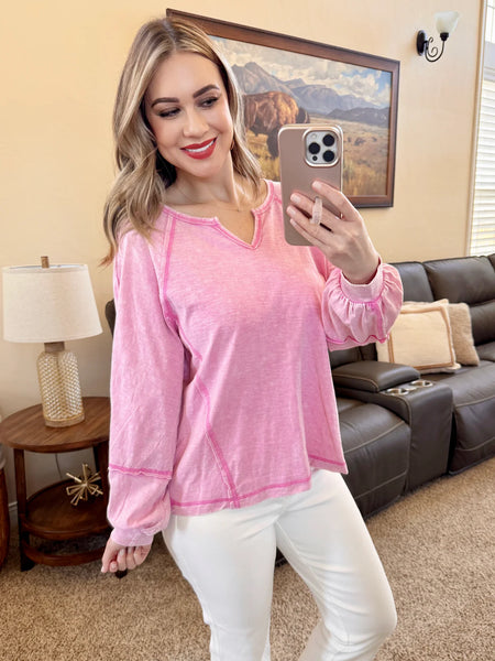 Mineral Wash Pink Long Sleeve