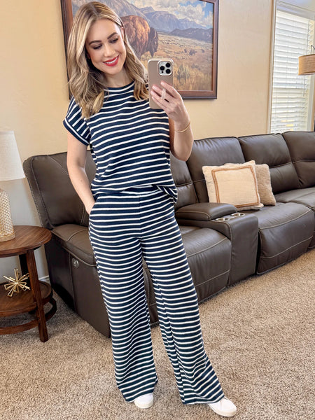 Navy and White Striped Set