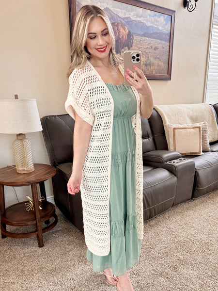 Open Knit Long Cardigan