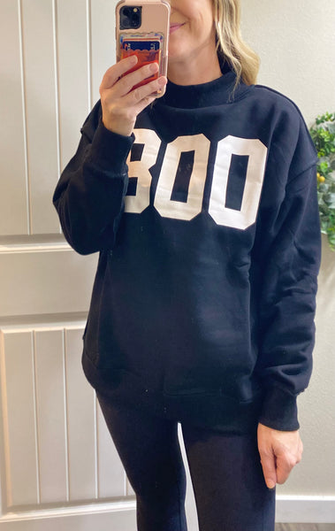 MM Black Mock-neck Reversible BOO/Blank Sweater
