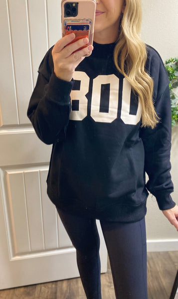 MM Black Mock-neck Reversible BOO/Blank Sweater