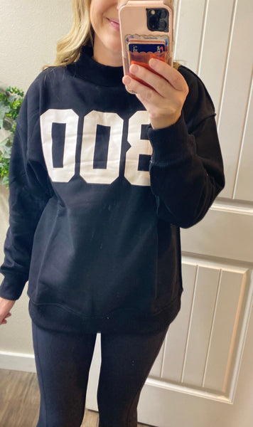 MM Black Mock-neck Reversible BOO/Blank Sweater