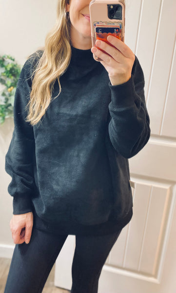 MM Black Mock-neck Reversible BOO/Blank Sweater