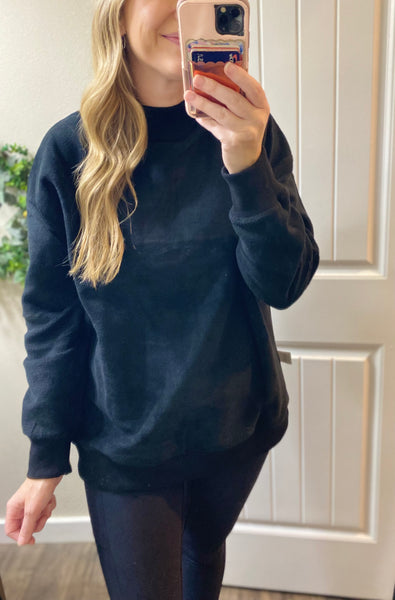 MM Black Mock-neck Reversible BOO/Blank Sweater