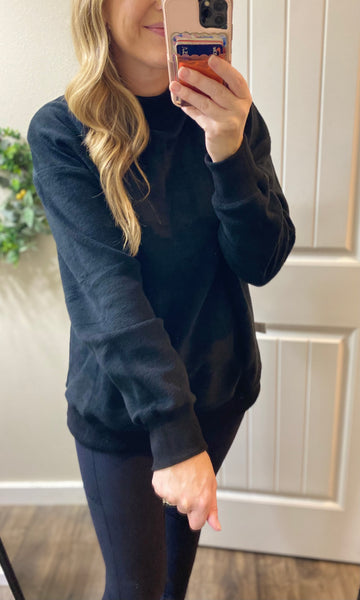 MM Black Mock-neck Reversible BOO/Blank Sweater