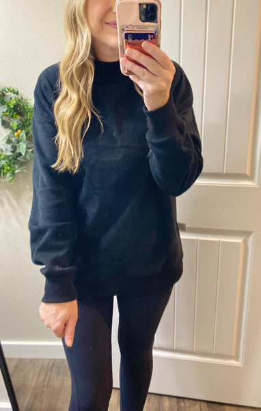 MM Black Mock-neck Reversible BOO/Blank Sweater