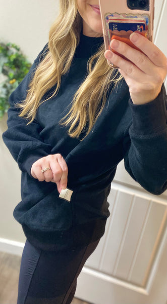 MM Black Mock-neck Reversible BOO/Blank Sweater