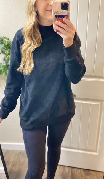 MM Black Mock-neck Reversible BOO/Blank Sweater