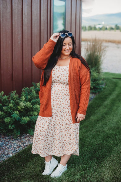MM Fall Floral Ribbed Midi Dress (Black or Cream)