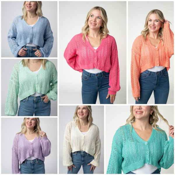 MM Button Knit Crop Cardigans