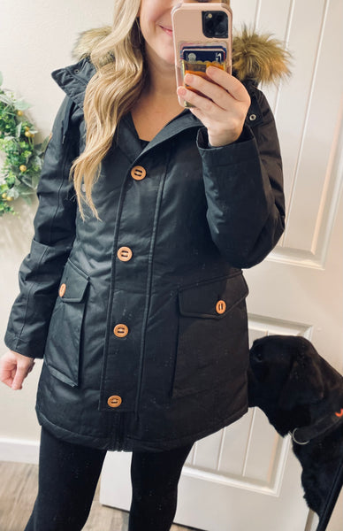 Waterproof Black Wanakome Parka (removable hood)