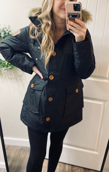 Waterproof Black Wanakome Parka (removable hood)