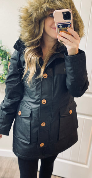 Waterproof Black Wanakome Parka (removable hood)