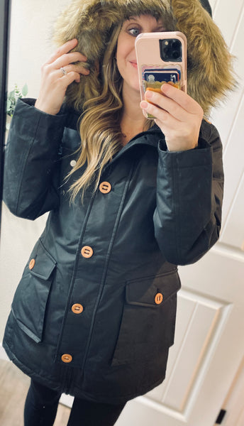 Waterproof Black Wanakome Parka (removable hood)