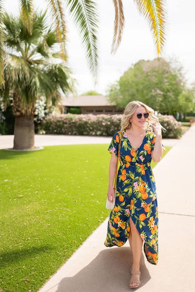 MM Navy Citrus Hi-Low Dress