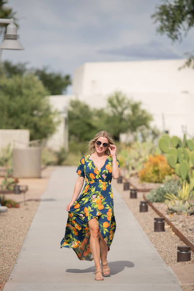 MM Navy Citrus Hi-Low Dress