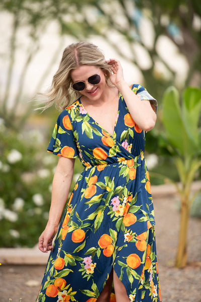 MM Navy Citrus Hi-Low Dress