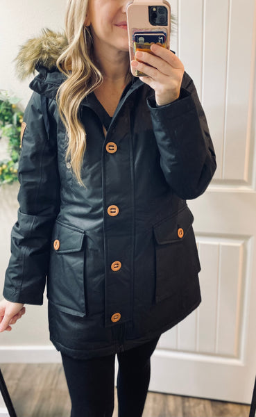 Waterproof Black Wanakome Parka (removable hood)