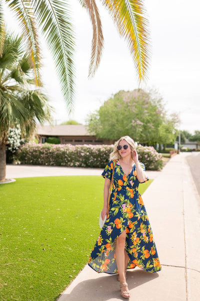 MM Navy Citrus Hi-Low Dress