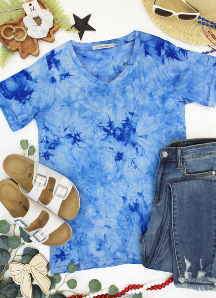MM Tie Dye Cuffed Short Sleeve Top