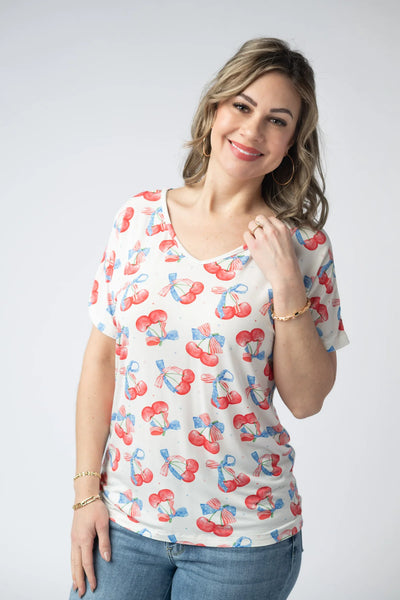 MM Patriotic Cherry Short Sleeve Top