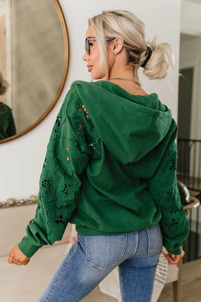 Ampersand Ave Oversized Holly Lace Sleeve Full Zip Hoodie