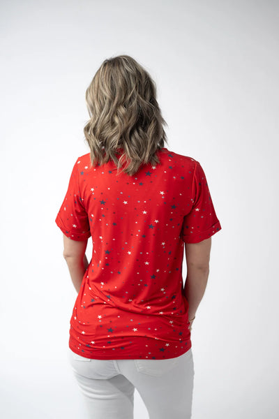 MM Star Cuffed Short Sleeve Top (Red or Blue)