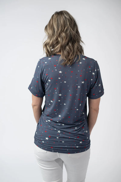 MM Star Cuffed Short Sleeve Top (Red or Blue)