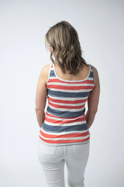 MM Micro-ribbed Striped Red, White, & Blue Tank