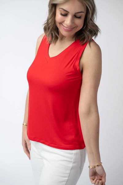 MM Sleeveless V-Neck Top (Red or Blue)