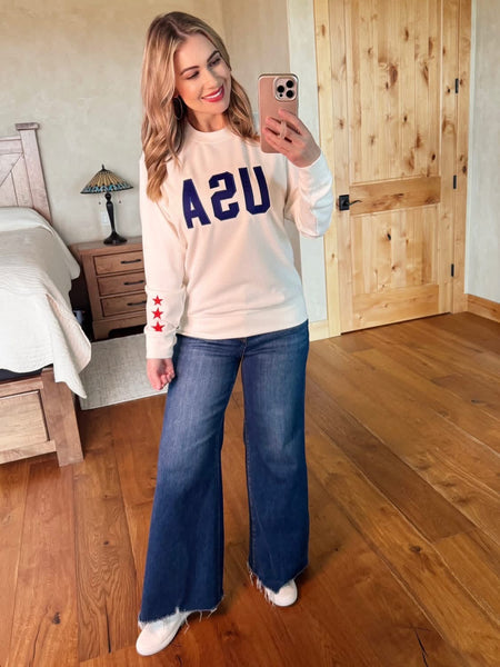 MM Embroidered USA or America Pullover