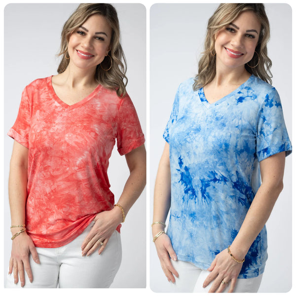 MM Tie Dye Cuffed Short Sleeve Top
