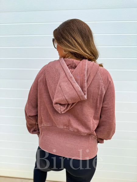 Cinnamon Ash Mineral Wash 1/4 Zip Hoodie