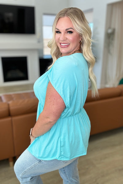 Peplum Top in Neon Blue