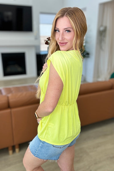 Peplum Top in Neon Yellow