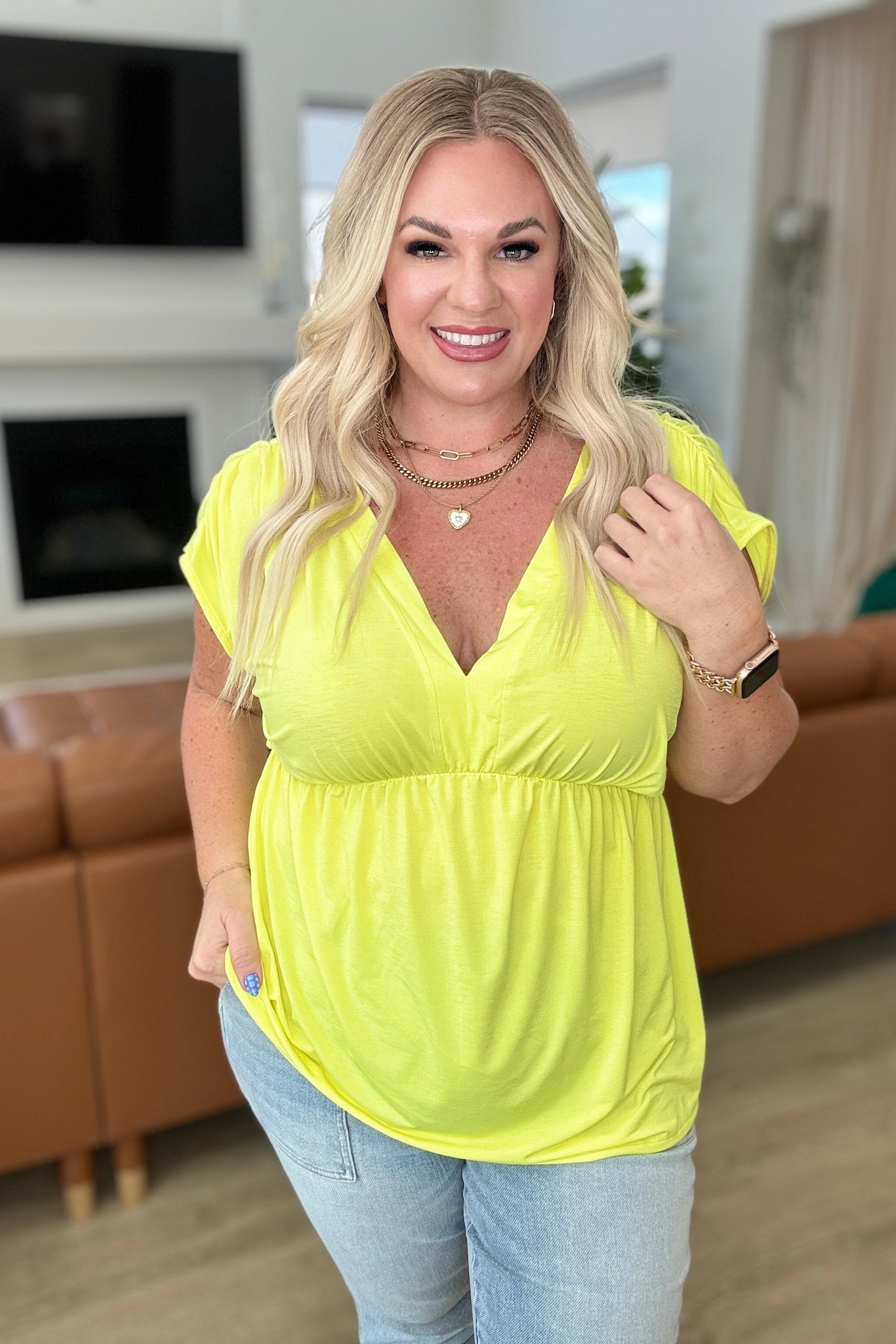 Peplum Top in Neon Yellow