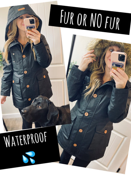 Waterproof Black Wanakome Parka (removable hood)