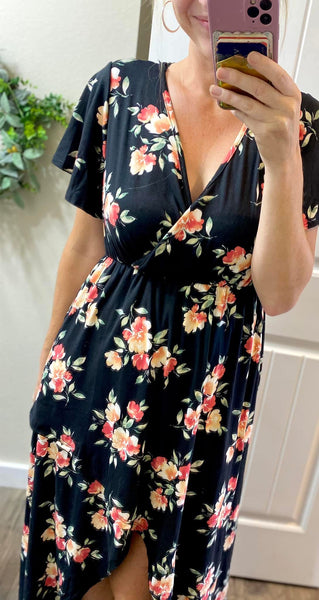 MM Navy Citrus Hi-Low Dress