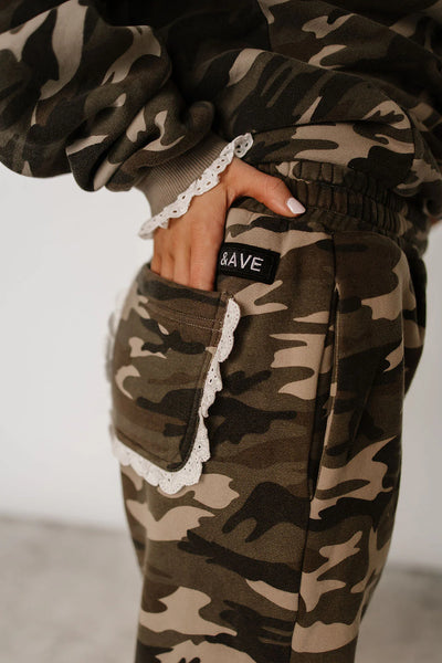 Camo/Animal Cozy Lace Sweatshirt or Joggers